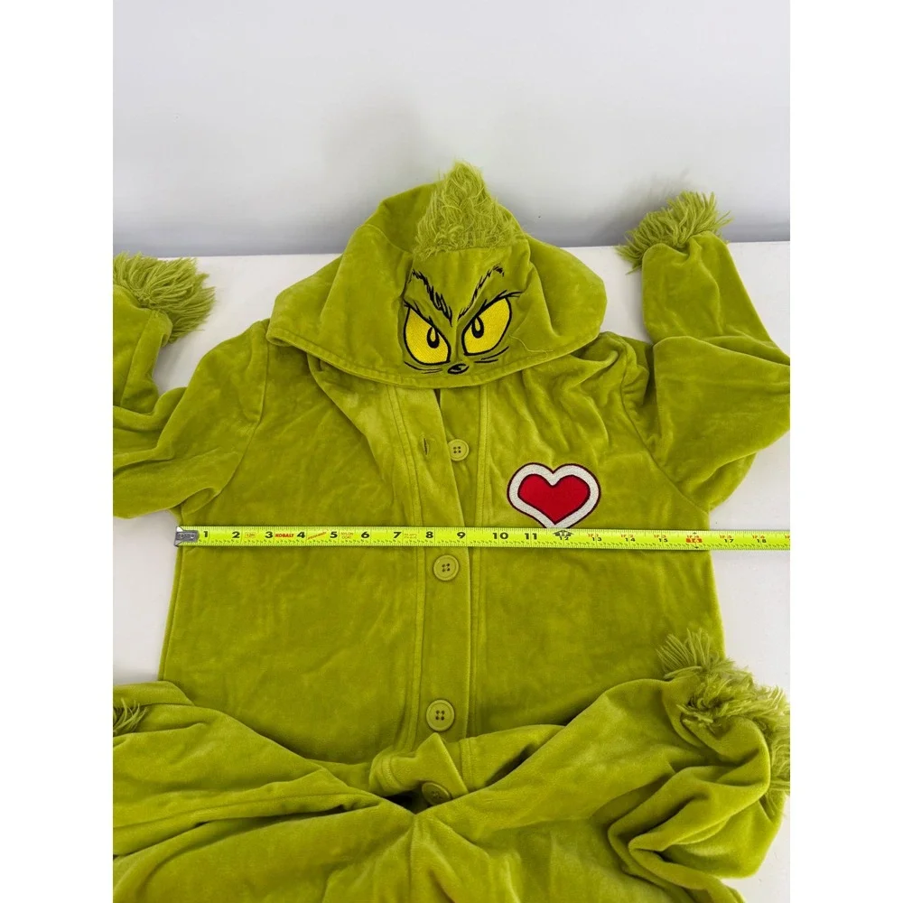Dr Seuss Grinch Costume Hooded Onesie Pajamas‎ Kids S/M